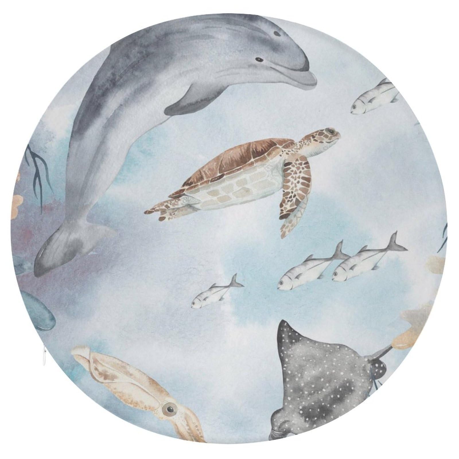 Amazon.co.jp: 座布団 椅子用 イルカの海の生き物 クッション 低反発